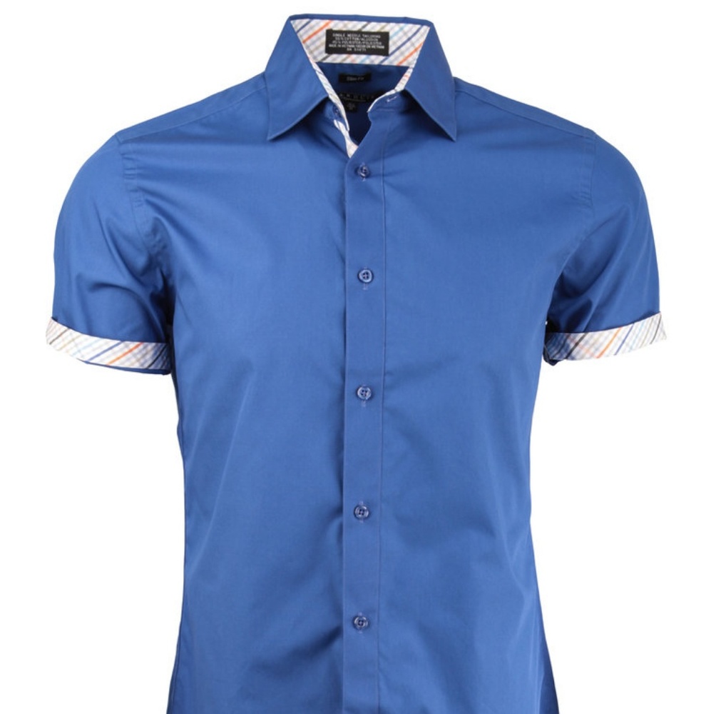 Trimmed Short Sleeved Dress Shirt